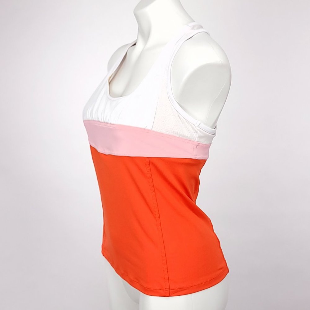 Tail Colorblock Racerback Tank Top Womens Orange Pink White Mesh Shelf Bra M - Picture 2 of 6